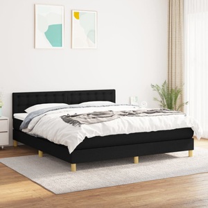 vidaXL, vidaXL Boxspringbett mit Matratze Schwarz 160x200 cm Stoff, vidaXL Boxspringbett mit Matratze Schwarz 160x200 cm Stoff
