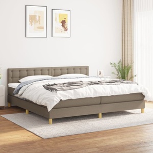 vidaXL, vidaXL Boxspringbett mit Matratze Taupe 200x200 cm Stoff, vidaXL Boxspringbett mit Matratze Taupe 200x200 cm Stoff
