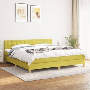 vidaXL, vidaXL Boxspringbett mit Matratze Grün 200x200 cm Stoff, 