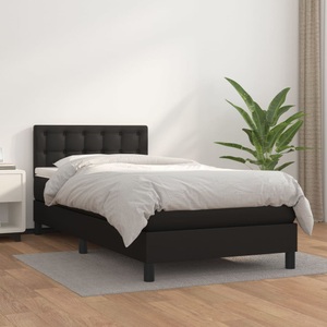 vidaXL, vidaXL Boxspringbett mit Matratze Schwarz 100x200 cm Kunstleder, vidaXL Boxspringbett mit Matratze Schwarz 100x200 cm Kunstleder