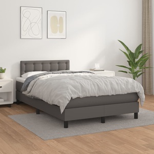 vidaXL, vidaXL Boxspringbett mit Matratze Grau 120x200 cm Kunstleder