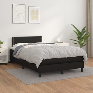 vidaXL, vidaXL Boxspringbett mit Matratze Schwarz 120x200 cm Kunstleder