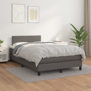 vidaXL, vidaXL Boxspringbett mit Matratze Grau 120x200 cm Kunstleder