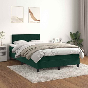 vidaXL, vidaXL Boxspringbett mit Matratze Dunkelgrün 120x200 cm Samt