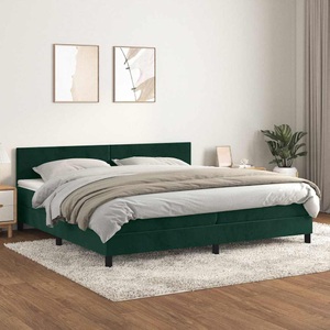 vidaXL, vidaXL Boxspringbett mit Matratze Dunkelgrün 200x200 cm Samt