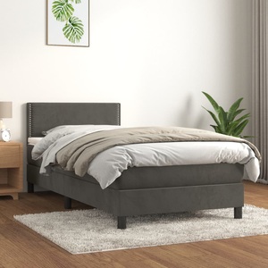 vidaXL, vidaXL Boxspringbett mit Matratze Dunkelgrau 80x200 cm Samt