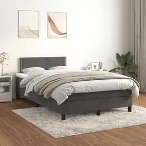 vidaXL, vidaXL Boxspringbett mit Matratze Dunkelgrau 120x200 cm Samt, vidaXL Boxspringbett mit Matratze Dunkelgrau 120x200 cm Samt