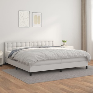 vidaXL, vidaXL Boxspringbett mit Matratze Weiß 200x200 cm Kunstleder, vidaXL Boxspringbett mit Matratze Weiß 200x200 cm Kunstleder