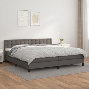 vidaXL, vidaXL Boxspringbett mit Matratze Grau 200x200 cm Kunstleder