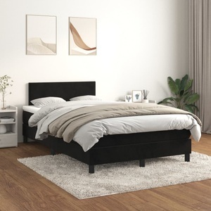 vidaXL, vidaXL Boxspringbett mit Matratze Schwarz 120x200 cm Samt, vidaXL Boxspringbett mit Matratze Schwarz 120x200 cm Samt
