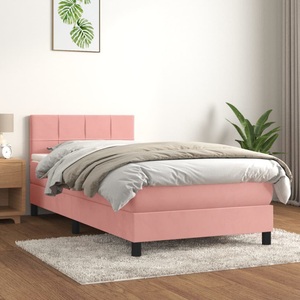 vidaXL, vidaXL Boxspringbett mit Matratze Rosa 100x200 cm Samt