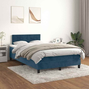 vidaXL, vidaXL Boxspringbett mit Matratze Dunkelblau 120x200 cm Samt