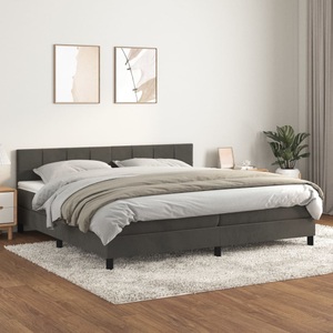 vidaXL, vidaXL Boxspringbett mit Matratze Dunkelgrau 200x200 cm Samt, vidaXL Boxspringbett mit Matratze Dunkelgrau 200x200 cm Samt