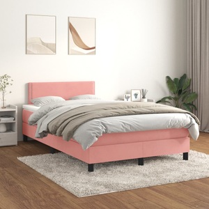 vidaXL, vidaXL Boxspringbett mit Matratze Rosa 120x200 cm Samt