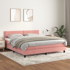 vidaXL, vidaXL Boxspringbett mit Matratze Rosa 160x200 cm Samt