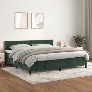 vidaXL, vidaXL Boxspringbett mit Matratze Dunkelgrün 200x200 cm Samt, vidaXL Boxspringbett mit Matratze Dunkelgrün 200x200 cm Samt