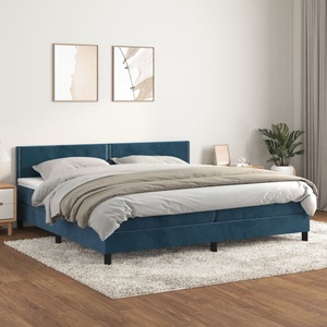 vidaXL, vidaXL Boxspringbett mit Matratze Dunkelblau 200x200 cm Samt, vidaXL Boxspringbett mit Matratze Dunkelblau 200x200 cm Samt