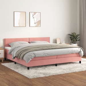 vidaXL, vidaXL Boxspringbett mit Matratze Rosa 200x200 cm Samt, vidaXL Boxspringbett mit Matratze Rosa 200x200 cm Samt