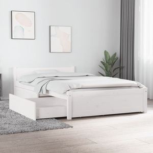 vidaXL, vidaXL Bett mit Schubladen Weiß 90x200 cm, vidaXL Bett mit Schubladen Weiß 90x200 cm