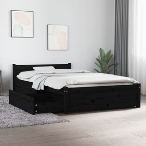 vidaXL, vidaXL Bett mit Schubladen Schwarz 90x200 cm, 