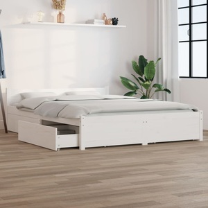 vidaXL, vidaXL Bett mit Schubladen Weiß 120x200 cm, 
