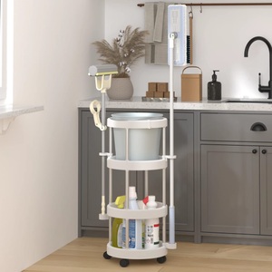 vidaXL, vidaXL Reinigungswagen mit Aufbewahrungskorb Aluminium, VidaXL - Reinigungswagen aluminium, One Size, Weiss