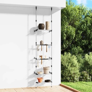 vidaXL, vidaXL Teleskop-Gartenregal mit 3 Ablagen Silber Aluminium, vidaXL Teleskop-Gartenregal mit 3 Ablagen Silber Aluminium