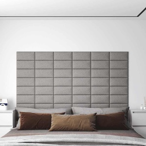vidaXL, vidaXL Wandpaneele 12 Stk. Hellgrau 30x15 cm Stoff 0,54 m²