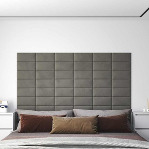 vidaXL, vidaXL Wandpaneele 12 Stk. Hellgrau 30x15 cm Samt 0,54 m²