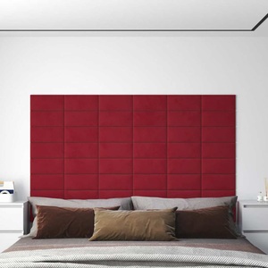 vidaXL, vidaXL Wandpaneele 12 Stk. Weinrot 30x15 cm Samt 0,54 m²