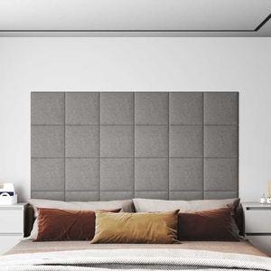 vidaXL, vidaXL Wandpaneele 12 Stk. Hellgrau 30x30 cm Stoff 1,08 m²