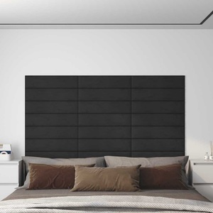 vidaXL, vidaXL Wandpaneele 12 Stk. Schwarz 60x15 cm Samt 1,08 m²