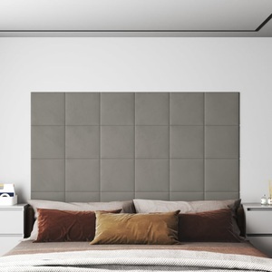 vidaXL, vidaXL Wandpaneele 12 Stk. Hellgrau 30x30 cm Samt 1,08 m², vidaXL Wandpaneele 12 Stk. Hellgrau 30x30 cm Samt 1,08 m²
