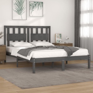 vidaXL, vidaXL Massivholzbett Grau Kiefer 160x200 cm, 