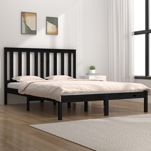 vidaXL, vidaXL Massivholzbett Schwarz Kiefer 200x200 cm