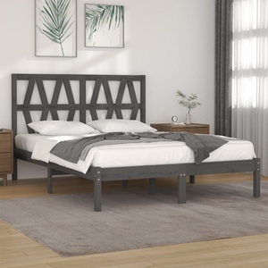 vidaXL, vidaXL Massivholzbett Grau Kiefer 160x200 cm, 