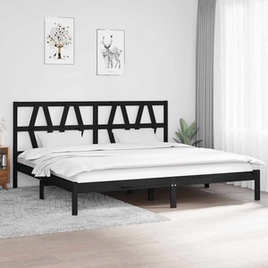 vidaXL, vidaXL Massivholzbett Schwarz Kiefer 200x200 cm