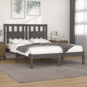 vidaXL, vidaXL Massivholzbett Grau Kiefer 200x200 cm