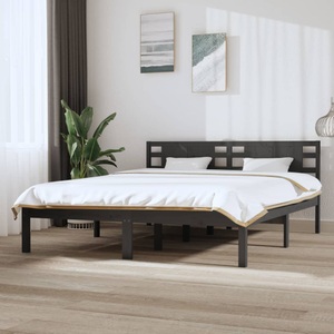 vidaXL, vidaXL Massivholzbett Grau Kiefer 160x200 cm, 