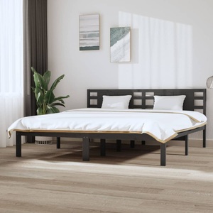vidaXL, vidaXL Massivholzbett Grau Kiefer 200x200 cm, vidaXL Massivholzbett Grau Kiefer 200x200 cm