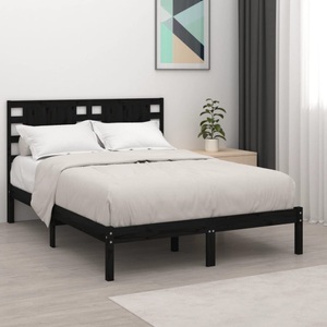 vidaXL, vidaXL Massivholzbett Schwarz Kiefer 200x200 cm, vidaXL Massivholzbett Schwarz Kiefer 200x200 cm