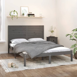 vidaXL, vidaXL Massivholzbett Grau 160x200 cm, 
