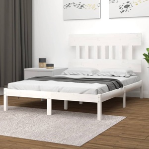 vidaXL, vidaXL Massivholzbett Weiß 160x200 cm, vidaXL Massivholzbett Weiß 160x200 cm