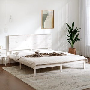 vidaXL, vidaXL Massivholzbett Weiß 150x200 cm 5FT King Size