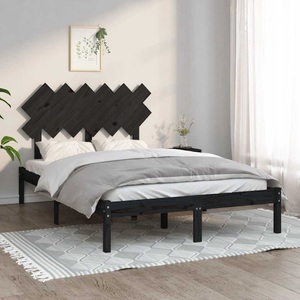 vidaXL, vidaXL Massivholzbett Schwarz 135x190 cm 4FT6 Double