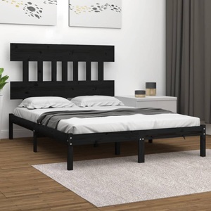 vidaXL, vidaXL Massivholzbett Schwarz 160x200 cm, 
