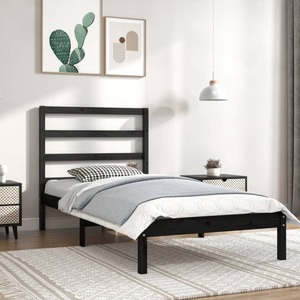 vidaXL, vidaXL Massivholzbett Schwarz Kiefer 100x200 cm
