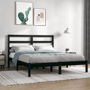 vidaXL, vidaXL Massivholzbett Schwarz Kiefer 160x200 cm, 