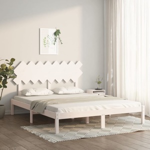 vidaXL, vidaXL Massivholzbett Weiß 160x200 cm