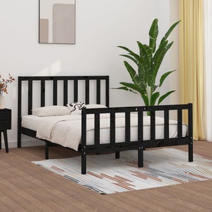 vidaXL, vidaXL Massivholzbett Schwarz 140x190 cm